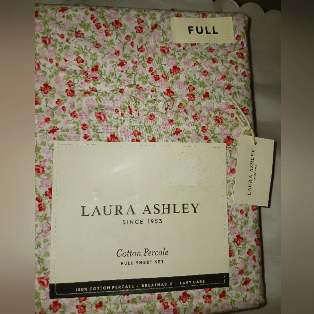 Laura Ashley Emogene Pink Floral Cotton Percale Sheet Set